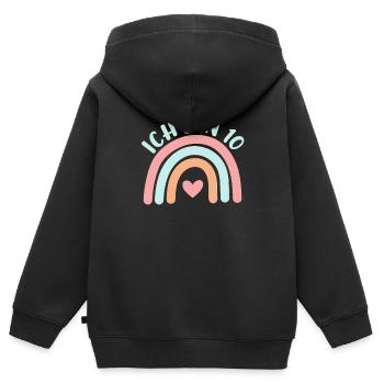 Ich bin 10 niedliche Regenbogen Design Junge Mädch - Kinder Premium Organic Zip Hoodie - Schwarz - Hinten - AI Model Kid Male (0cm)