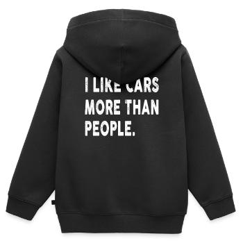 I like cars more than people Funny Car lover - Kinder Premium Organic Zip Hoodie - Schwarz - Hinten - AI Model Kid Male (0cm)