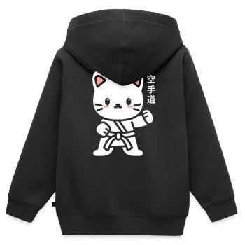 karate - Sweat Premium à capuche zippé enfant bio - noir - Dos - AI Model Kid Male (0cm)