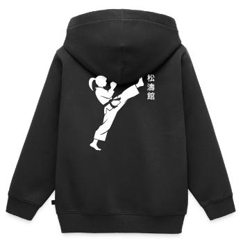 Karate - Kinder Premium Organic Zip Hoodie - Schwarz - Hinten - AI Model Kid Male (0cm)