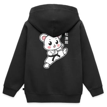 karate - Sweat Premium à capuche zippé enfant bio - noir - Dos - AI Model Kid Male (0cm)