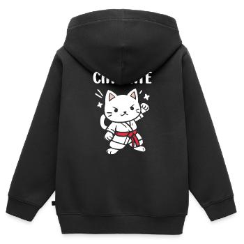 karate - Sweat Premium à capuche zippé enfant bio - noir - Dos - AI Model Kid Male (0cm)