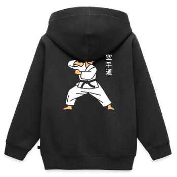karate - Sweat Premium à capuche zippé enfant bio - noir - Dos - AI Model Kid Male (0cm)