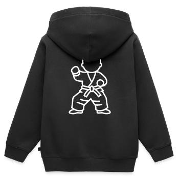 karate - Sweat Premium à capuche zippé enfant bio - noir - Dos - AI Model Kid Male (0cm)