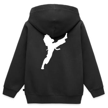 karate - Sweat Premium à capuche zippé enfant bio - noir - Dos - AI Model Kid Male (0cm)