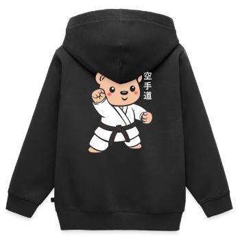 karate - Sweat Premium à capuche zippé enfant bio - noir - Dos - AI Model Kid Male (0cm)