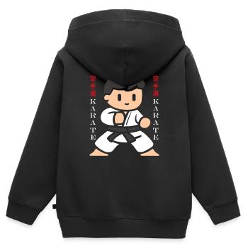 karate - Sweat Premium à capuche zippé enfant bio - noir - Dos - AI Model Kid Male (0cm)