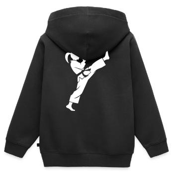 karate - Sweat Premium à capuche zippé enfant bio - noir - Dos - AI Model Kid Male (0cm)