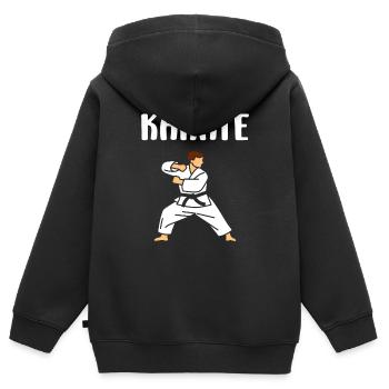 karate - Sweat Premium à capuche zippé enfant bio - noir - Dos - AI Model Kid Male (0cm)