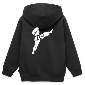 karate - Sweat Premium à capuche zippé enfant bio - noir - Dos - AI Model Kid Male (0cm)