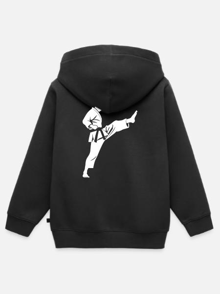 karate - Premium børne zip-hættetrøje økologisk - sort