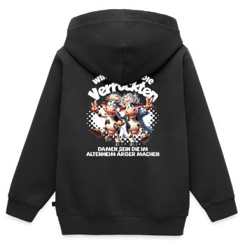 Drôles de vaches font des ennuis BFF - Sweat Premium à capuche zippé enfant bio - noir - Dos - AI Model Kid Male (0cm)