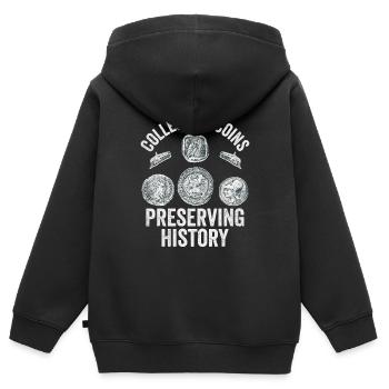 History Keeper: The Coin Collection Legacy - Kinder Premium Organic Zip Hoodie - Schwarz - Hinten - AI Model Kid Male (0cm)