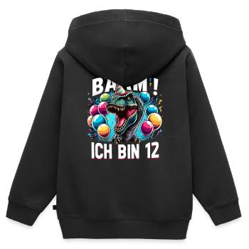 12 Jahre Geschenk Geburtstag Junge Mädchen - Kinder Premium Organic Zip Hoodie - Schwarz - Hinten - AI Model Kid Male (0cm)