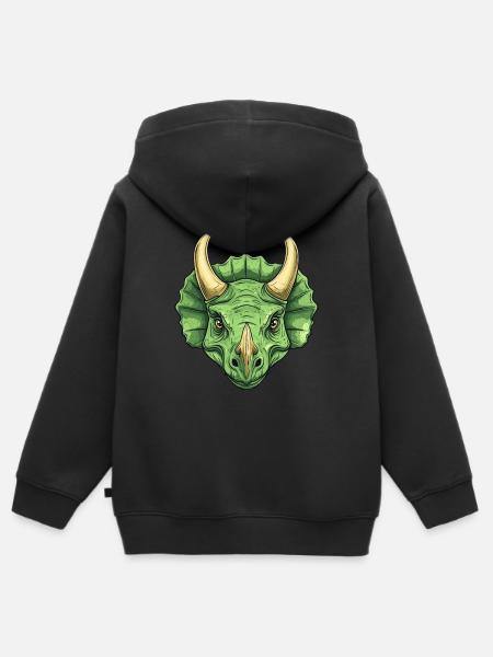 Triceratops - Kinder Premium Organic Zip Hoodie - Schwarz