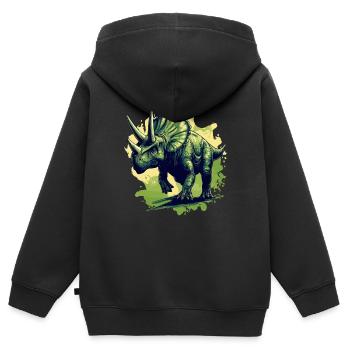 Triceratops in action - Kinder Premium Organic Zip Hoodie - Schwarz - Hinten - AI Model Kid Male (0cm)