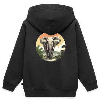 Elephant in the sunset - Kids Premium Organic Zip-up Hoodie - black - Back - AI Model Kid Male (0cm)