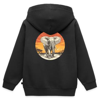 Elephant in the sunset - Kids Premium Organic Zip-up Hoodie - black - Back - AI Model Kid Male (0cm)