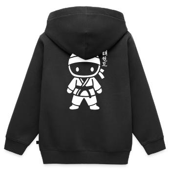 Taekwondo - Kinder Premium Organic Zip Hoodie - Schwarz - Hinten - AI Model Kid Male (0cm)