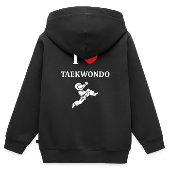 Taekwondo - Kinder Premium Organic Zip Hoodie - Schwarz - Hinten - AI Model Kid Male (0cm)