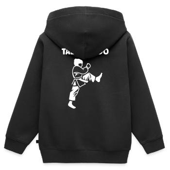 Taekwondo - Kinder Premium Organic Zip Hoodie - Schwarz - Hinten - AI Model Kid Male (0cm)
