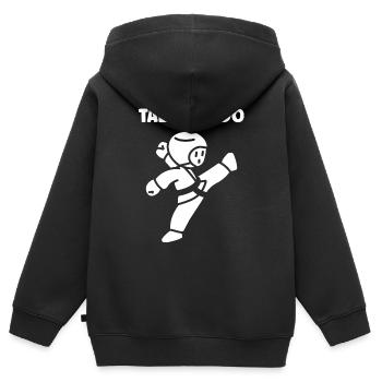 Taekwondo - Kinder Premium Organic Zip Hoodie - Schwarz - Hinten - AI Model Kid Male (0cm)