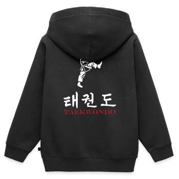 taekwondo - Sweat Premium à capuche zippé enfant bio - noir - Dos - AI Model Kid Male (0cm)