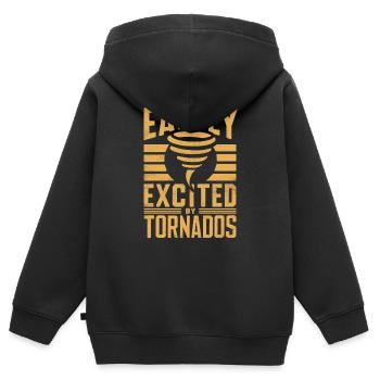 Facilement excité par un passionné de tornades - Sweat Premium à capuche zippé enfant bio - noir - Dos - AI Model Kid Male (0cm)