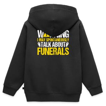 Ich kann spontan über Beerdigungen lustig sprechen - Kinder Premium Organic Zip Hoodie - Schwarz - Hinten - AI Model Kid Male (0cm)