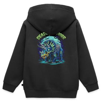 Zombie Triceratops – Rugissement mortel pour les amateurs de dinosaures - Sweat Premium à capuche zippé enfant bio - noir - Dos - AI Model Kid Male (0cm)