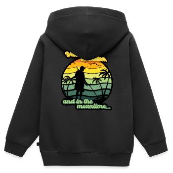 Des vacances, des vacances, et en attendant... - Sweat Premium à capuche zippé enfant bio - noir - Dos - AI Model Kid Male (0cm)