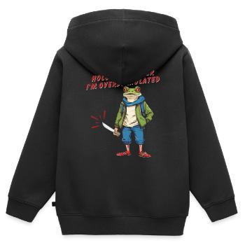 Hold On Partner I'm Overstimulated - Kinder Premium Organic Zip Hoodie - Schwarz - Hinten - AI Model Kid Male (0cm)