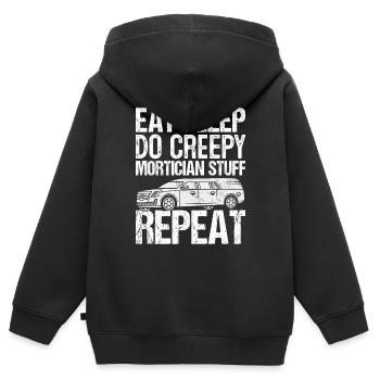 Essen Schlaf Tun Gruselige Bestatter Zeug Lustige Beerdigung - Kinder Premium Organic Zip Hoodie - Schwarz - Hinten - AI Model Kid Male (0cm)