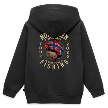 Senja Angeln 2026 - Kinder Premium Organic Zip Hoodie - Schwarz - Hinten - AI Model Kid Male (0cm)