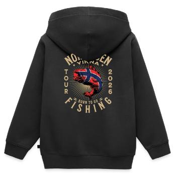 Vikna Angeln 2026 - Kinder Premium Organic Zip Hoodie - Schwarz - Hinten - AI Model Kid Male (0cm)