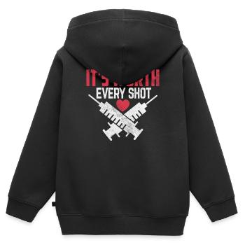 Drôle FIV Prélèvement d’ovules Jour Embryologie - Sweat Premium à capuche zippé enfant bio - noir - Dos - AI Model Kid Male (0cm)