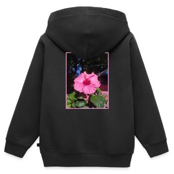 Foto Hibiskus - Kinder Premium Organic Zip Hoodie - Schwarz - Hinten - AI Model Kid Male (0cm)