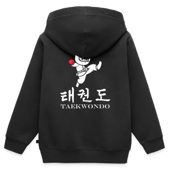 Taekwondo - Kinder Premium Organic Zip Hoodie - Schwarz - Hinten - AI Model Kid Male (0cm)