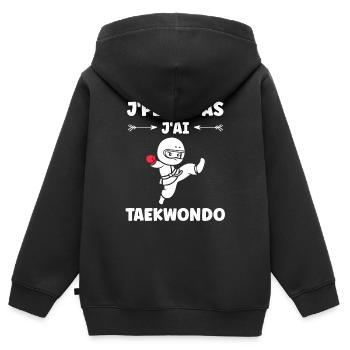 Taekwondo - Kinder Premium Organic Zip Hoodie - Schwarz - Hinten - AI Model Kid Male (0cm)