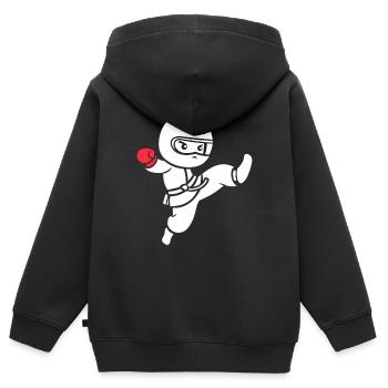 taekwondo - Sweat Premium à capuche zippé enfant bio - noir - Dos - AI Model Kid Male (0cm)