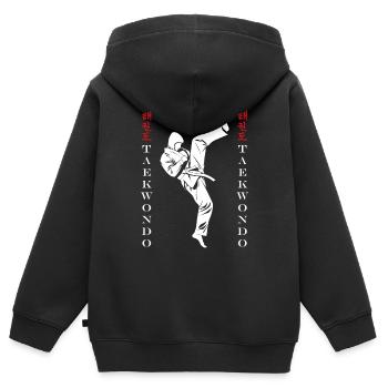 Taekwondo - Kinder Premium Organic Zip Hoodie - Schwarz - Hinten - AI Model Kid Male (0cm)