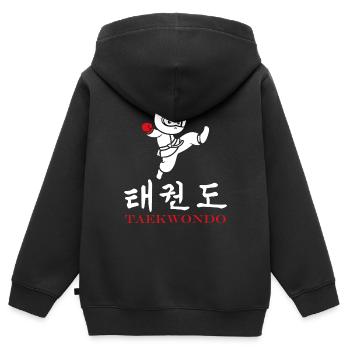 Taekwondo - Kinder Premium Organic Zip Hoodie - Schwarz - Hinten - AI Model Kid Male (0cm)