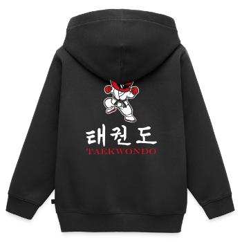 Taekwondo - Kinder Premium Organic Zip Hoodie - Schwarz - Hinten - AI Model Kid Male (0cm)