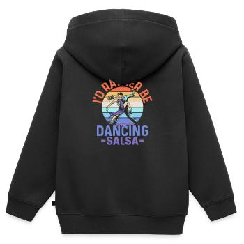 Je préfère danser la salsa salsa danse latin musi - Sweat Premium à capuche zippé enfant bio - noir - Dos - AI Model Kid Male (0cm)