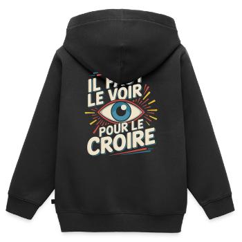 Il faut le voir pour le croire - Sweat Premium à capuche zippé enfant bio - noir - Dos - AI Model Kid Male (0cm)