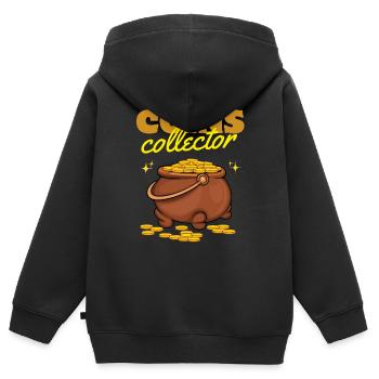 Münzen Sammler Kessel aus Gold - Kinder Premium Organic Zip Hoodie - Schwarz - Hinten - AI Model Kid Male (0cm)