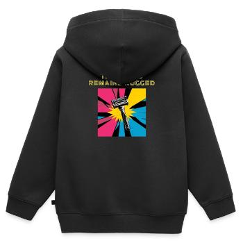 Der Bart bleibt robust Vintage-Rasierer-Design - Kinder Premium Organic Zip Hoodie - Schwarz - Hinten - AI Model Kid Male (0cm)