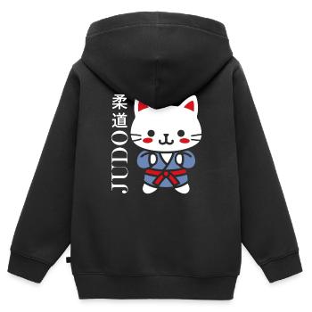 judo - Sweat Premium à capuche zippé enfant bio - noir - Dos - AI Model Kid Male (0cm)