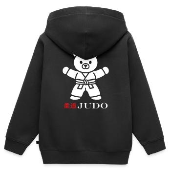 judo - Sweat Premium à capuche zippé enfant bio - noir - Dos - AI Model Kid Male (0cm)