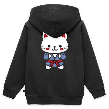 judo - Sweat Premium à capuche zippé enfant bio - noir - Dos - AI Model Kid Male (0cm)